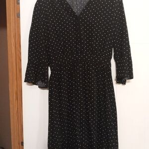 Old Navy Black Long Sleeve Polka Dot Dress
